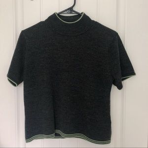 Green & Black Mock Turtle Neck Sweater Top